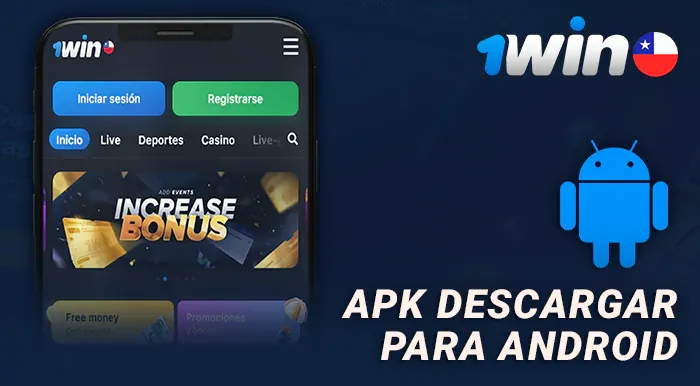 Aplicación de 1win para Android en la pantalla de registro